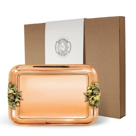 МЕДНЫЙ ПОДНОС "ОВОЩИ" ПРЯМОУГОЛЬНЫЙ (40х30 СМ.) – КОЛЬЧУГИНСКИЙ МЕЛЬХИОР