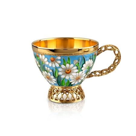 СЕРЕБРЯНАЯ КОФЕЙНАЯ ЧАШКА "ЛЮБИТ-НЕ ЛЮБИТ" – РУССКИЕ САМОЦВЕТЫ