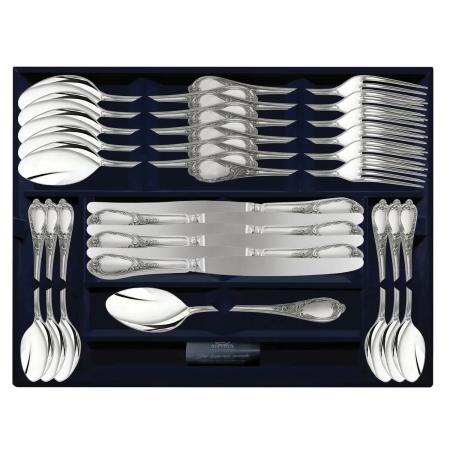 СЕРЕБРЯНЫЙ СТОЛОВЫЙ НАБОР "СИЛЬВИЯ" (24 ПРЕДМЕТА) – МСТЕРСКИЙ ЮВЕЛИР