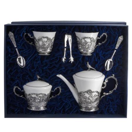 ЧАЙНИК, САХАРНИЦА, ЧАШКИ "КОРОЛЕВСКАЯ ОХОТА" – АРГЕНТА