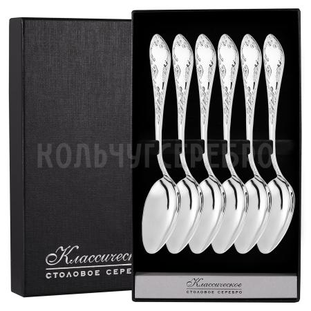 СЕРЕБРЯНЫЙ ДЕСЕРТНЫЙ НАБОР "ПОСОЛЬСКИЙ" М-18 (6 ДЕСЕРТНЫХ ЛОЖЕК) – ПАВЛОВСКИЙ ЗАВОД