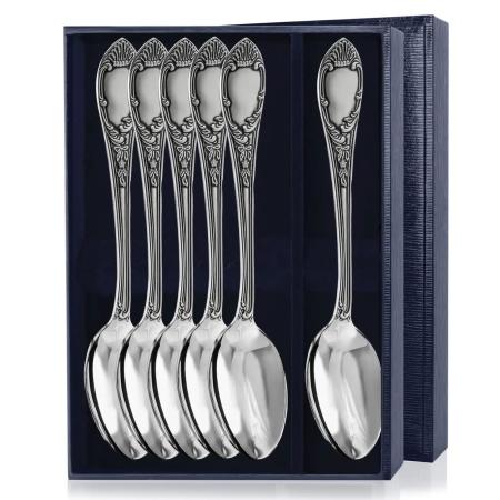 СЕРЕБРЯНЫЙ СТОЛОВЫЙ НАБОР "ПРЕСТИЖ" С ЧЕРНЕНИЕМ (6 СТОЛОВЫХ ЛОЖЕК) – АРГЕНТА