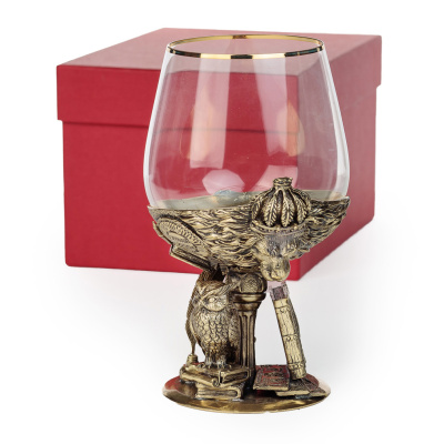 БОКАЛ ДЛЯ КОНЬЯКА "МУДРОМУ НАЧАЛЬНИКУ" ЛАТУННЫЙ