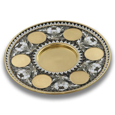 СЕРЕБРЯНЫЙ ПОДНОС "ПИОН" – РУССКИЕ САМОЦВЕТЫ