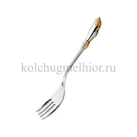 ВИЛКА ДЛЯ РЫБЫ ИЗ МЕЛЬХИОРА "РОЗА" С ПОЗОЛОТОЙ – КОЛЬЧУГИНСКИЙ МЕЛЬХИОР