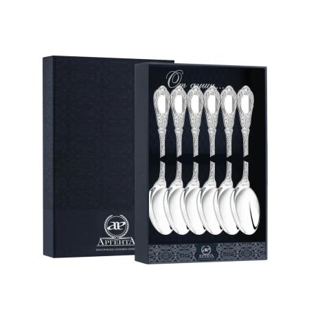 СЕРЕБРЯНЫЙ КОФЕЙНЫЙ НАБОР "ФАМИЛЬНЫЙ" (6 КОФЕЙНЫХ ЛОЖЕК) – АРГЕНТА