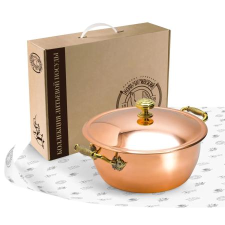 КАСТРЮЛЯ МЕДНАЯ "КМ" С КРЫШКОЙ (3,5 ЛИТРА) – КОЛЬЧУГИНСКИЙ МЕЛЬХИОР