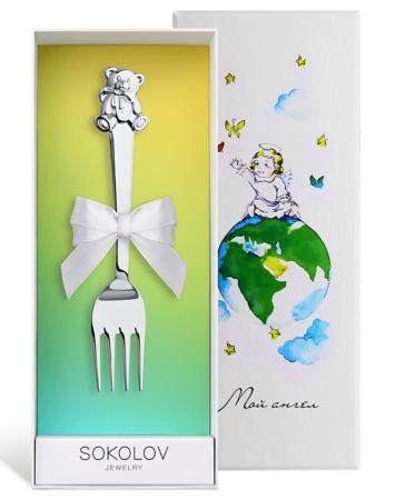 СЕРЕБРЯНАЯ ДЕТСКАЯ ВИЛКА "МИШУТКА" – SOKOLOV