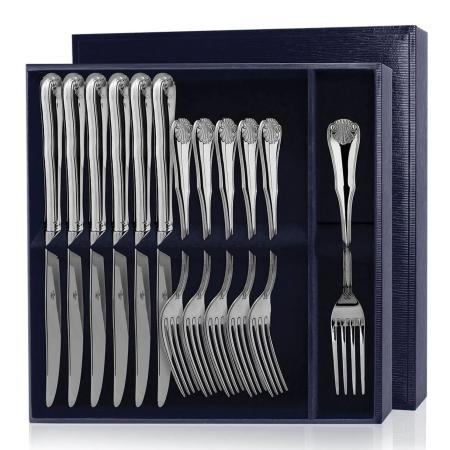 СЕРЕБРЯНЫЙ СТОЛОВЫЙ НАБОР "ВИЗИТ" (6 ВИЛОК, 6 НОЖЕЙ) – АРГЕНТА