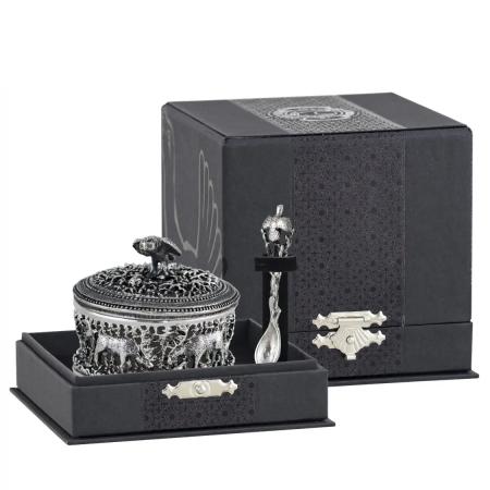 СОЛОНКА "СОВА" С ЛОЖКОЙ В ФУТЛЯРЕ – КОЛЬЧУГИНСКИЙ МЕЛЬХИОР