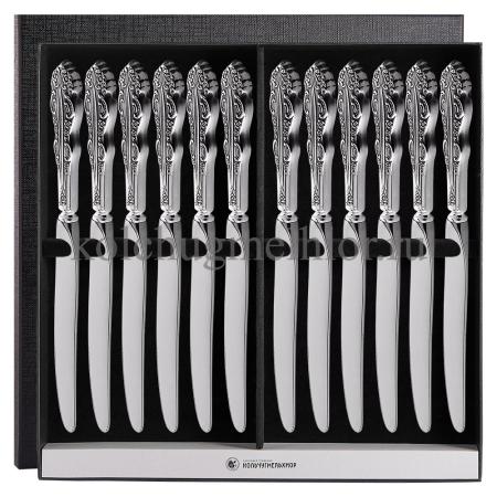 СТОЛОВЫЙ НАБОР ИЗ МЕЛЬХИОРА "ЮБИЛЕЙНЫЙ" (12 НОЖЕЙ) – КОЛЬЧУГИНСКИЙ МЕЛЬХИОР