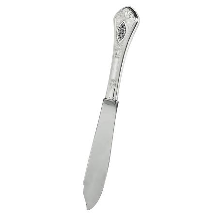 СЕРЕБРЯНЫЙ НОЖ ДЛЯ РЫБЫ "РЕЛЬЕФНЫЙ" С ЧЕРНЕНИЕМ  - СЕВЕРНАЯ ЧЕРНЬ