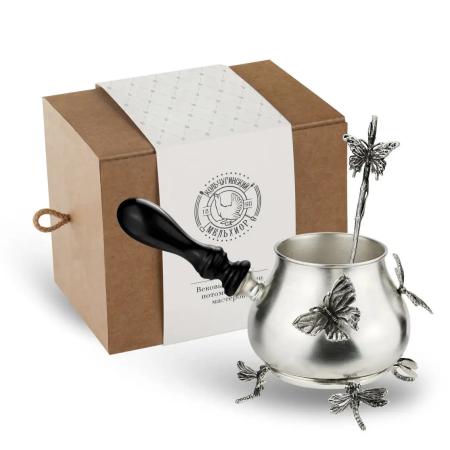 НАБОР "БАБОЧКИ" ПОСЕРЕБРЕННЫЙ С ЧЕРНЕНИЕМ – КОЛЬЧУГИНСКИЙ МЕЛЬХИОР