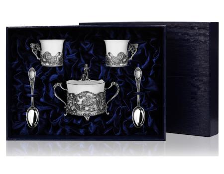 КОФЕЙНАЯ ПАРА И САХАРНИЦА "ГЛУХАРИНЫЙ КРАЙ" – АРГЕНТА