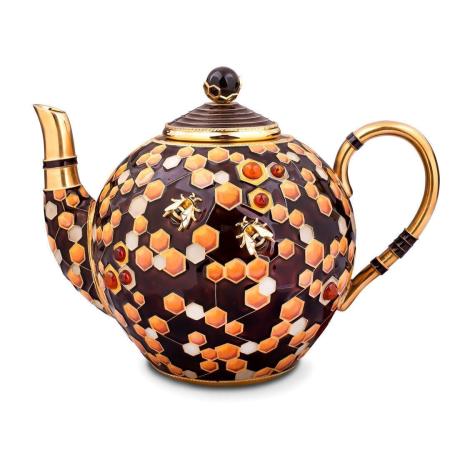 СЕРЕБРЯНЫЙ ЧАЙНИК С ЯНТАРЕМ И МОРИОНОМ – РУССКИЕ САМОЦВЕТЫ