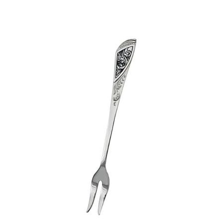 СЕРЕБРЯНАЯ ВИЛКА ДЛЯ ЛИМОНА "ПОДСНЕЖНИК" С ЧЕРНЕНИЕМ  - СЕВЕРНАЯ ЧЕРНЬ