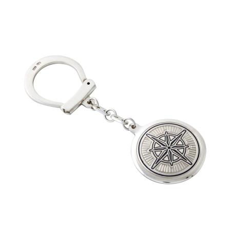 Столовое серебро купить в Москве СЕРЕБРЯНЫЙ БРЕЛОК "РОЗА ВЕТРОВ" – СЕВЕРНАЯ ЧЕРНЬ