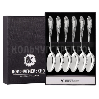 ЧАЙНЫЙ НАБОР ИЗ МЕЛЬХИОРА "КЛАССИКА" С ЧЕРНЕНИЕМ (6 ЧАЙНЫХ ЛОЖЕК) – МСТЕРСКИЙ ЮВЕЛИР