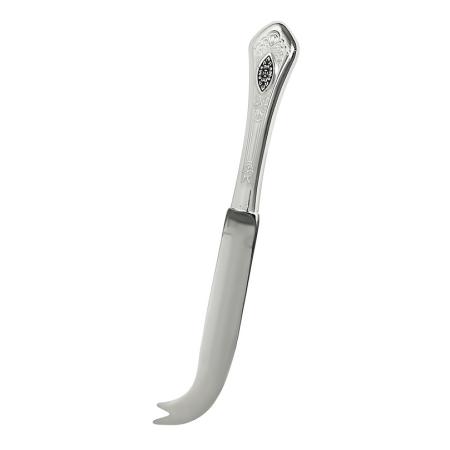 СЕРЕБРЯНЫЙ НОЖ ДЛЯ СЫРА "РЕЛЬЕФНЫЙ" С ЧЕРНЕНИЕМ  - СЕВЕРНАЯ ЧЕРНЬ