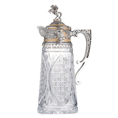 СЕРЕБРЯНЫЙ ГРАФИН "БОГАТЫРСКАЯ СИЛА" С ПОЗОЛОТОЙ (1,35 ЛИТРА) – АЛЬТМАСТЕР