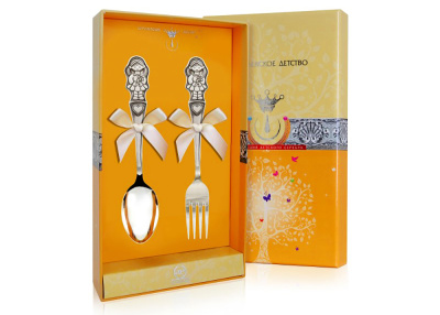 ДЕТСКИЕ СТОЛОВЫЕ ПРИБОРЫ "ДЕВОЧКА" С ЧЕРНЕНИЕМ (2 ПРЕДМЕТА) – АРГЕНТА