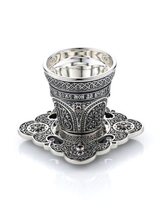 СЕРЕБРЯНЫЙ СТАКАН ДЛЯ СВЯТОЙ ВОДЫ С БЛЮДЦЕМ – АЛЬТМАСТЕР