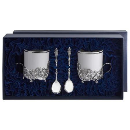 СЕРЕБРЯНАЯ ЧАЙНАЯ ПАРА "ВИТАЯ" С ЧЕРНЕНИЕМ – АРГЕНТА