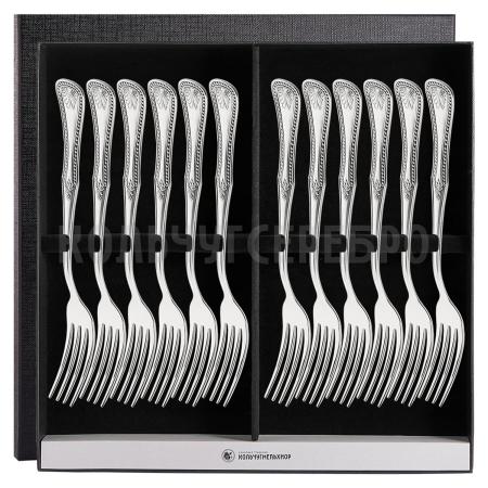 СТОЛОВЫЙ НАБОР ИЗ МЕЛЬХИОРА "№11" С ЧЕРНЕНИЕМ (12 ВИЛОК) – МСТЕРСКИЙ ЮВЕЛИР