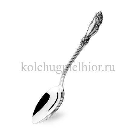 ДЕСЕРТНАЯ ЛОЖКА ИЗ МЕЛЬХИОРА "РОЗА" С ЧЕРНЕНИЕМ – КОЛЬЧУГИНСКИЙ МЕЛЬХИОР