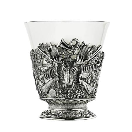 ЧАШКА ЧАЙНАЯ "ОХОТНИЧЬЯ" С ЧЕРНЕНИЕМ – КОЛЬЧУГИНСКИЙ МЕЛЬХИОР