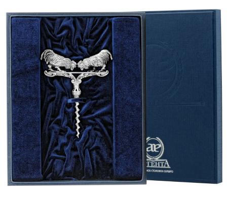 СЕРЕБРЯНЫЙ ШТОПОР ДЛЯ ВИНА "ПЕТУШИНЫЕ БОИ" – АРГЕНТА