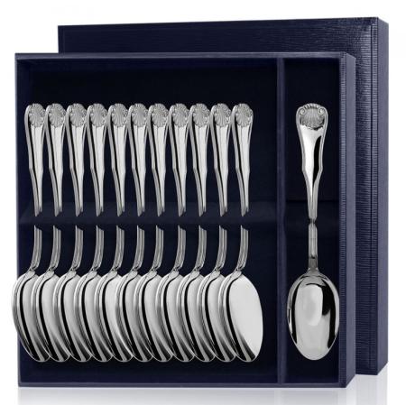 СЕРЕБРЯНЫЙ СТОЛОВЫЙ НАБОР "ВИЗИТ" (12 ЛОЖЕК) – АРГЕНТА