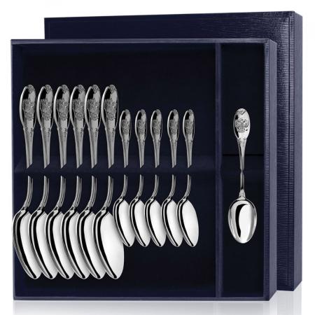 СЕРЕБРЯНЫЙ НАБОР ЛОЖЕК "ЕДИНСТВО" (6 СТОЛОВЫХ, 6 ЧАЙНЫХ) – АРГЕНТА