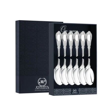 СЕРЕБРЯНЫЙ ЧАЙНЫЙ НАБОР "ФАМИЛЬНЫЙ" (6 ЧАЙНЫХ ЛОЖЕК) – АРГЕНТА