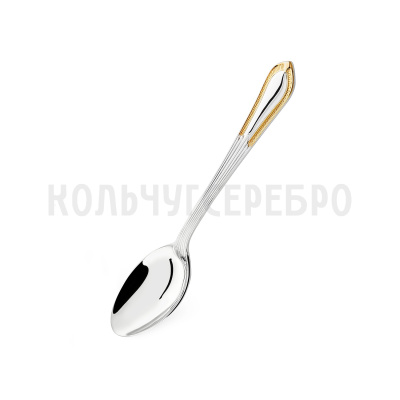 СЕРЕБРЯНАЯ ЧАЙНАЯ ЛОЖКА "АМПИР" С ПОЗОЛОТОЙ – КРАСНАЯ ПРЕСНЯ