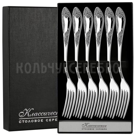 СЕРЕБРЯНЫЙ СТОЛОВЫЙ НАБОР "ИМПЕРАТОРСКИЙ" М-12 С ЧЕРНЕНИЕМ (6 ВИЛОК) – ПАВЛОВСКИЙ ЗАВОД