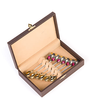 СЕРЕБРЯНЫЙ КОФЕЙНЫЙ НАБОР "ЗЕМЛЯНИКА" (6 ШТУК) – АЛЬТМАСТЕР