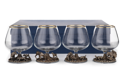 БОКАЛ ДЛЯ КОНЬЯКА "ОХОТА ВОЛК,ЛОСЬ,КАБАН,МЕДВЕДЬ" CLASSIC 