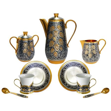 СЕРЕБРЯНЫЙ КОФЕЙНЫЙ НАБОР "ХМЕЛЬ 4" (9 ПРЕДМЕТОВ) – СЕВЕРНАЯ ЧЕРНЬ