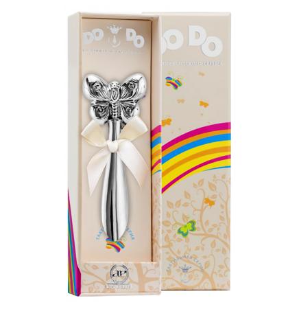 ДЕТСКАЯ СЕРЕБРЯНАЯ ПОГРЕМУШКА "БАБОЧКА" (ДО-ДО) – АРГЕНТА