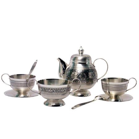 СЕРЕБРЯНЫЙ ЧАЙНЫЙ НАБОР АРТ. "40200017А05" (8 ПРЕДМЕТОВ) – СЕВЕРНАЯ ЧЕРНЬ