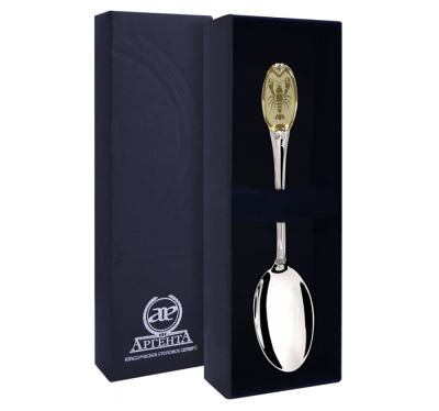 СЕРЕБРЯНАЯ ЧАЙНАЯ ЛОЖКА "РАК" С ПОЗОЛОТОЙ – АРГЕНТА