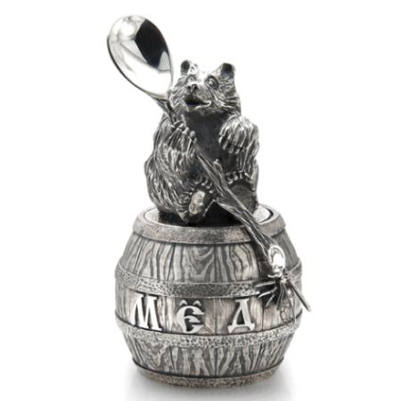 СЕРЕБРЯНЫЙ БОЧОНОК ДЛЯ МЕДА "МЕДВЕДЬ" – АЛЬТМАСТЕР