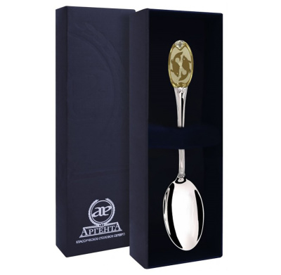 СЕРЕБРЯНАЯ ЧАЙНАЯ ЛОЖКА "РЫБЫ" С ПОЗОЛОТОЙ – АРГЕНТА