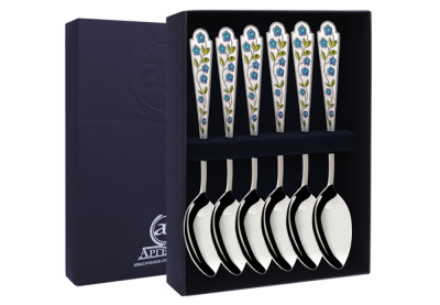 НАБОР СЕРЕБРЯНЫХ ЧАЙНЫХ ЛОЖЕК "ЛЕТО-ВАСИЛЕК" (6 ШТУК) – АРГЕНТА