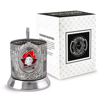 ПОДСТАКАННИК "БУДЬ ГОТОВ!" ЭМАЛЬ НИКЕЛИРОВАННЫЙ – КОЛЬЧУГИНСКИЙ МЕЛЬХИОР