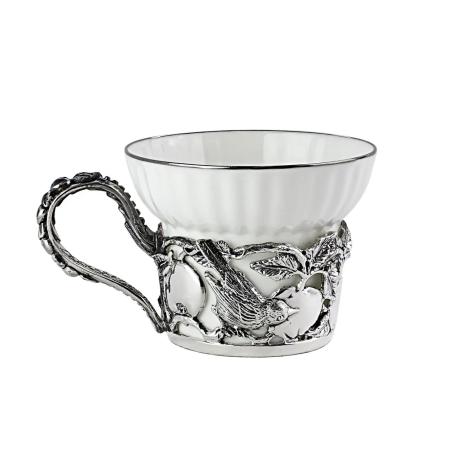 ЧАШКА ЧАЙНАЯ "ЯБЛОЧНЫЙ СПАС" С ЧЕРНЕНИЕМ – КОЛЬЧУГИНСКИЙ МЕЛЬХИОР