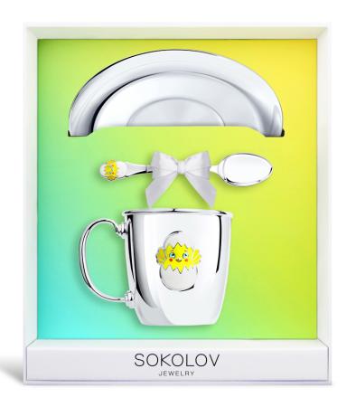 ДЕТСКИЙ НАБОР "ЦЫПЛЁНОК" (КРУЖКА, ЛОЖКА, БЛЮДЦЕ)