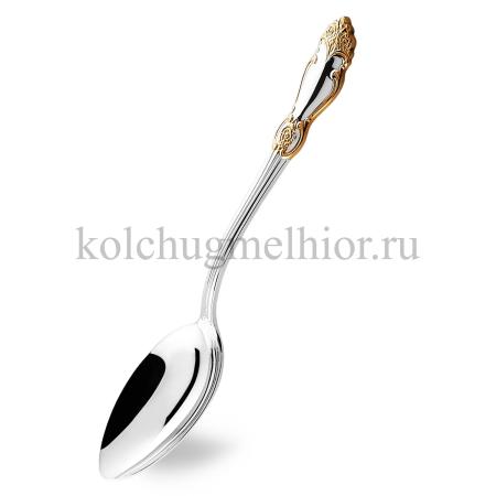 СТОЛОВАЯ ЛОЖКА ИЗ МЕЛЬХИОРА "РОЗА" С ПОЗОЛОТОЙ – КОЛЬЧУГИНСКИЙ МЕЛЬХИОР