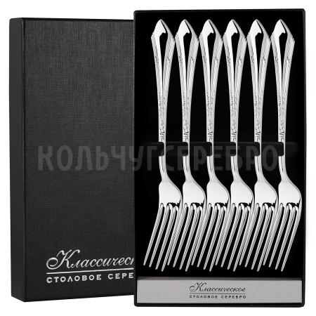 СЕРЕБРЯНЫЙ СТОЛОВЫЙ НАБОР "ЭЛЕГАНТНЫЙ" (6 ВИЛОК) – КРАСНАЯ ПРЕСНЯ